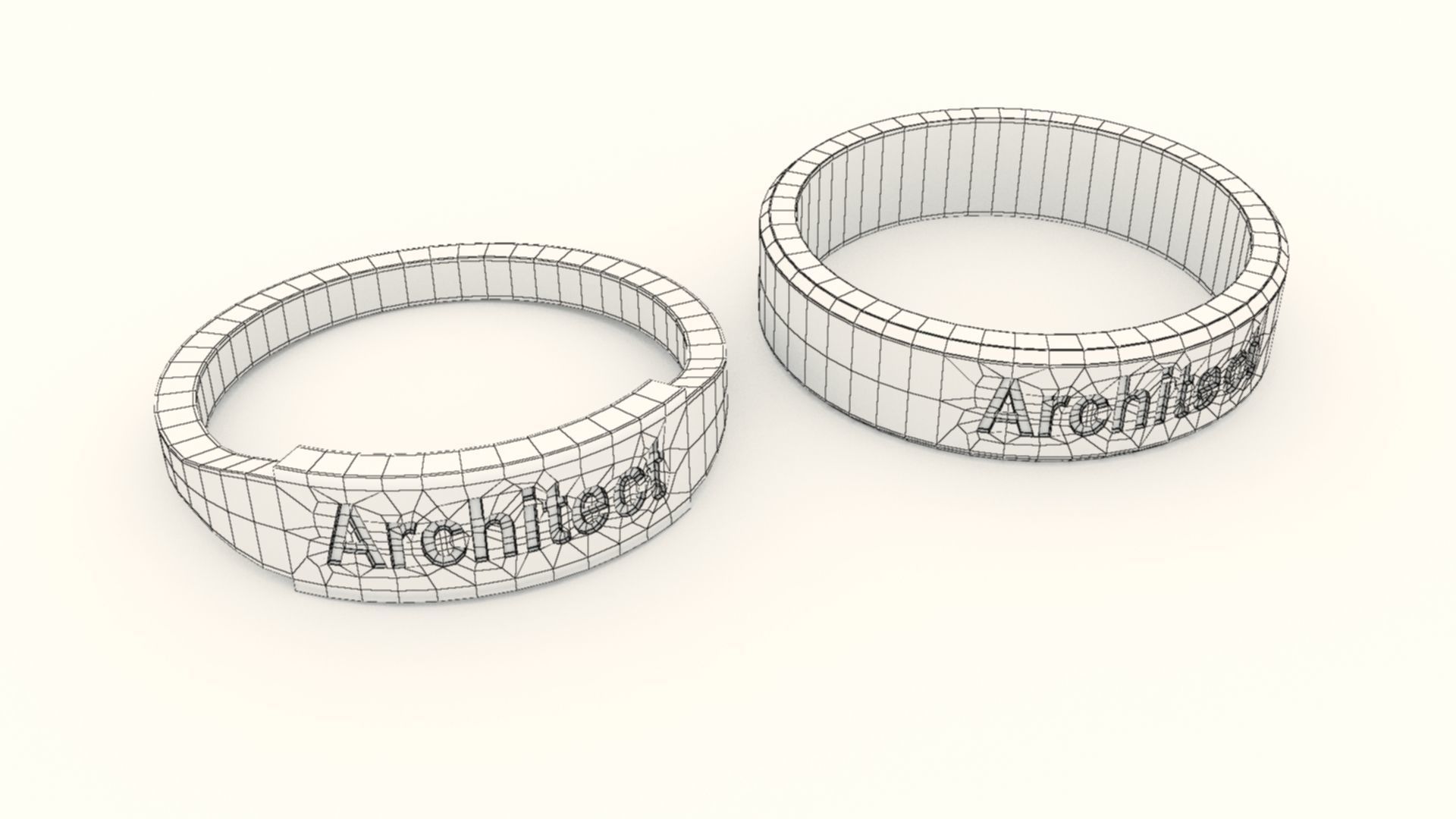 Architect Couple Ring Gold 3D print model_11