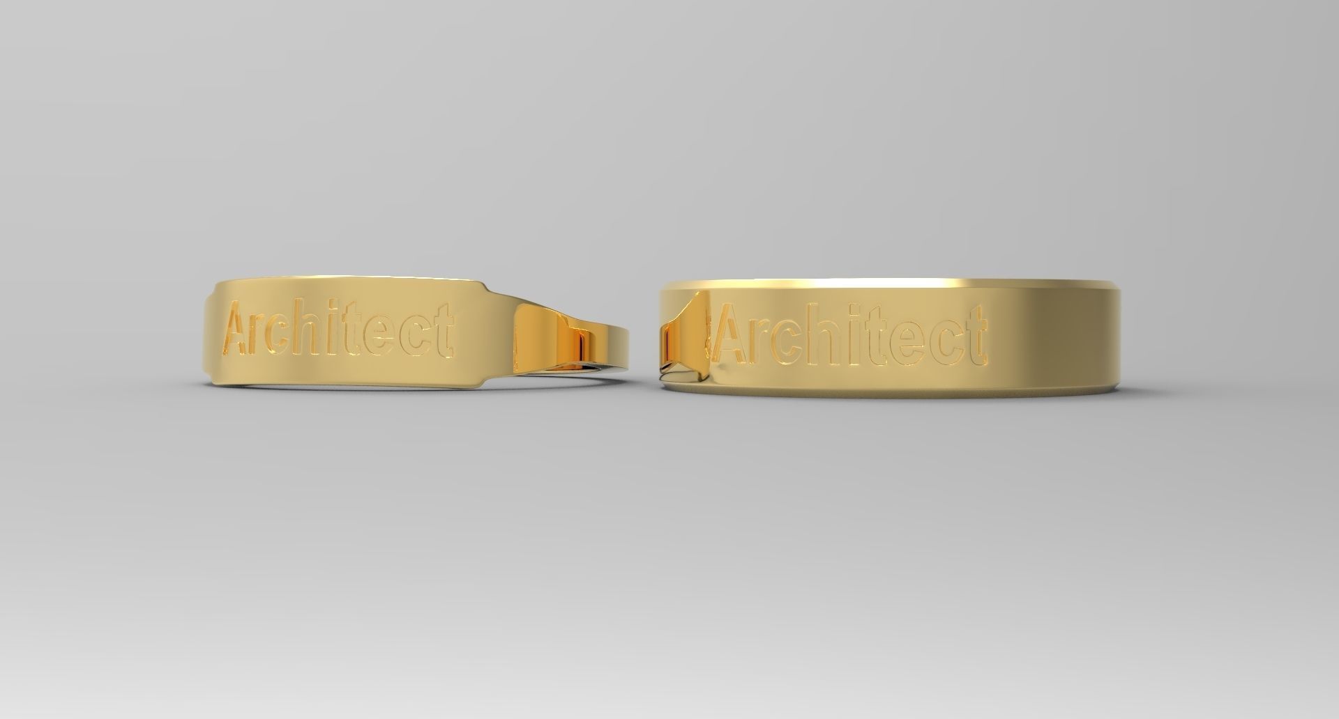 Architect Couple Ring Gold 3D print model_4