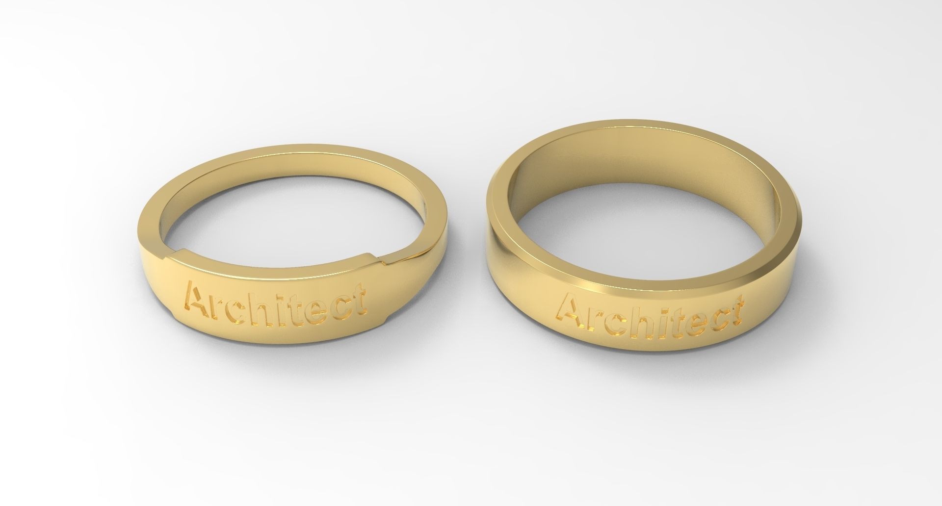 Architect Couple Ring Gold 3D print model_3