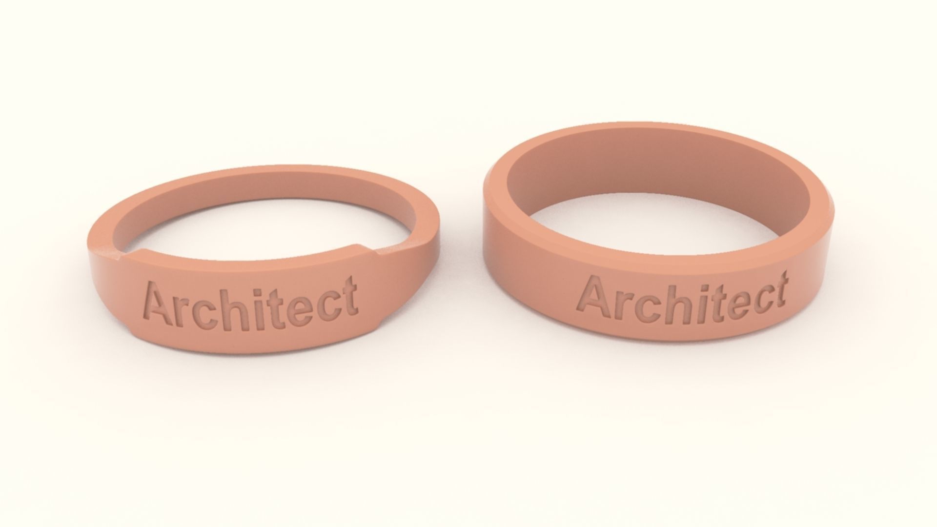 Architect Couple Ring Gold 3D print model_8
