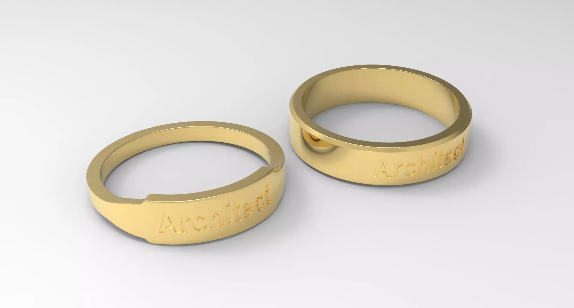 Architect Couple Ring Gold 3D print model_0
