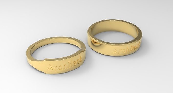 Architect Couple Ring Gold 3D print model
