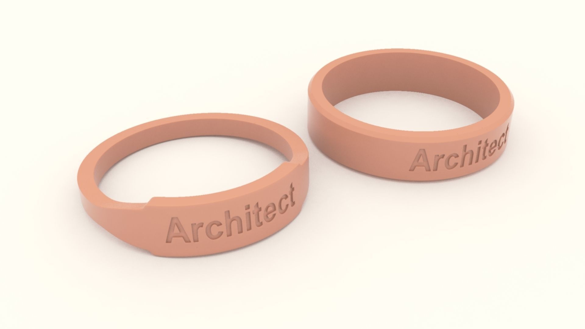 Architect Couple Ring Gold 3D print model_6
