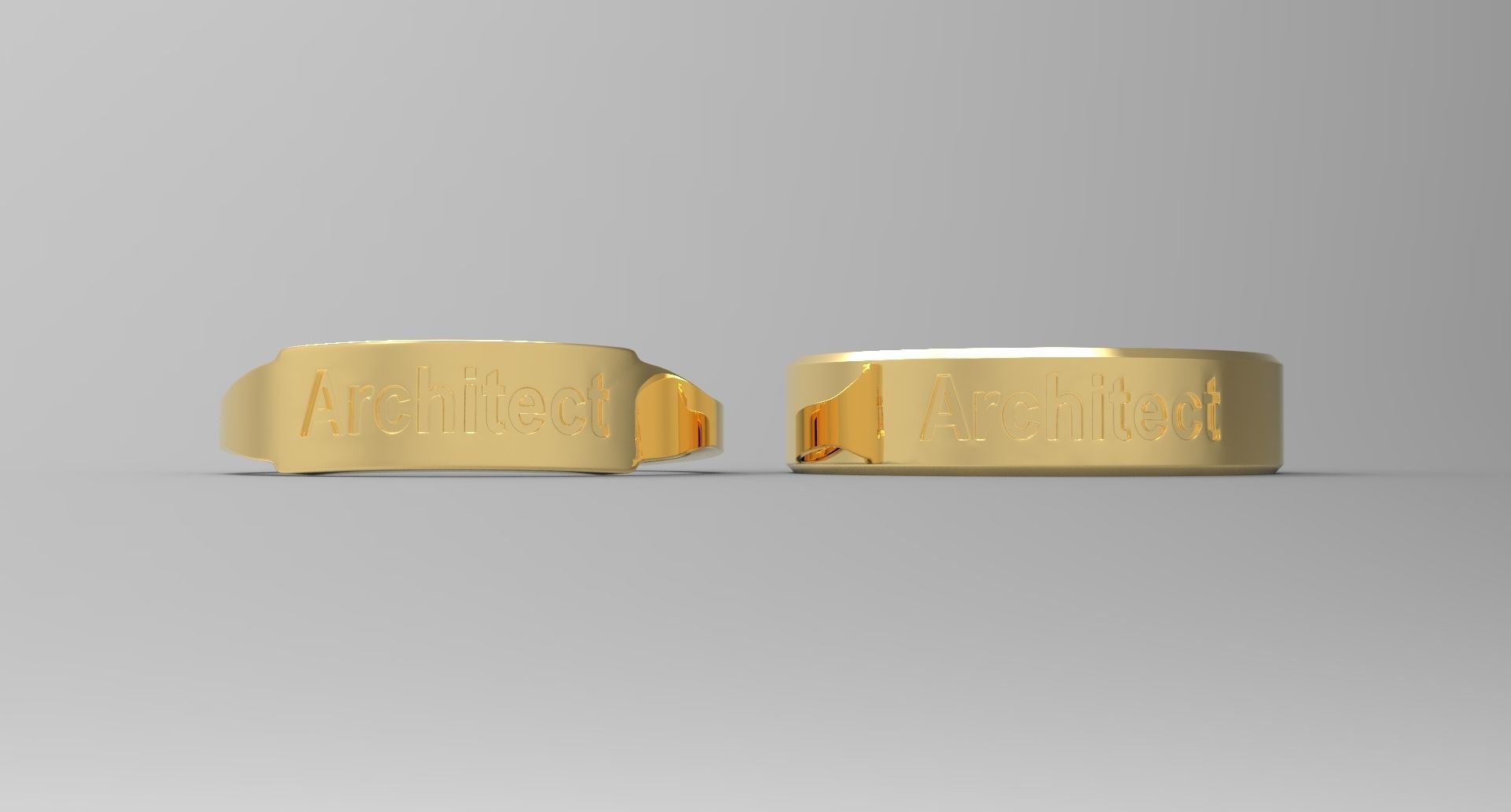 Architect Couple Ring Gold 3D print model_2