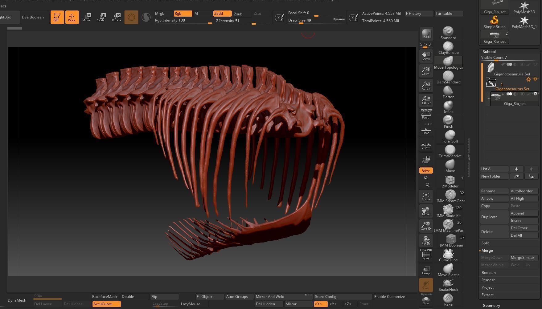 Dinosaur Giganotosaurus Rib Set Skeletons 3D model_7