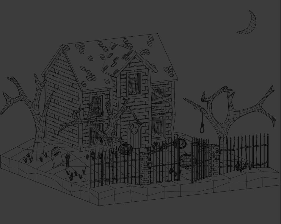 Haunted House Low-poly 3D model_1