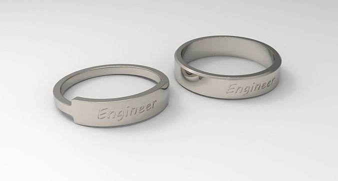 Engineer Couple Ring Platinum 3D print model