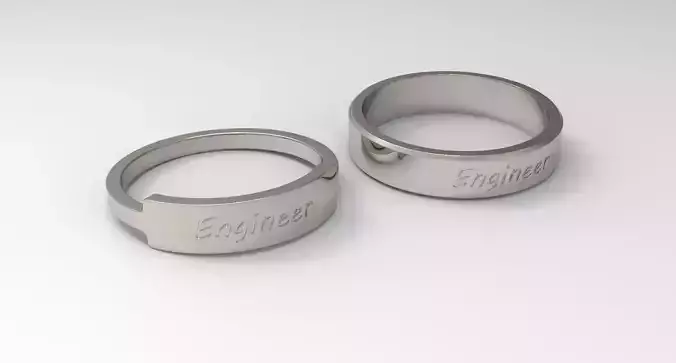 Engineer Couple Ring Platinum 3D print model