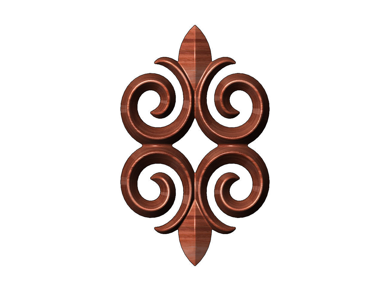Floral motif decoration scroll relief 3D print model_8