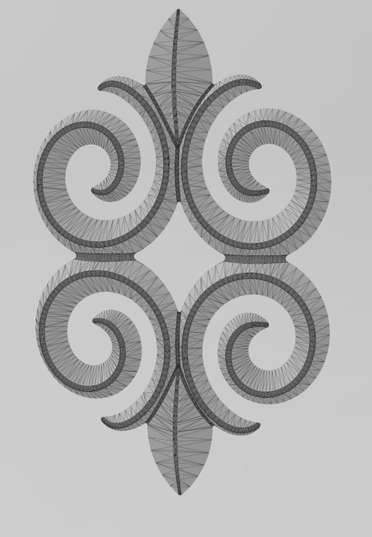 Floral motif decoration scroll relief 3D print model_10