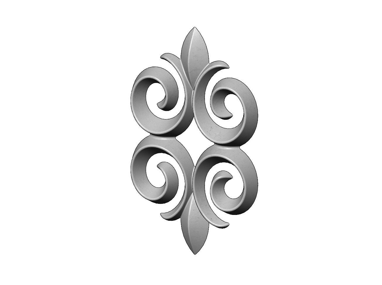 Floral motif decoration scroll relief 3D print model_1