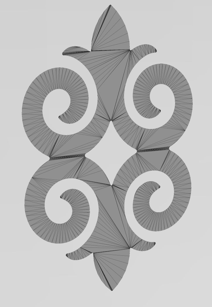 Floral motif decoration scroll relief 3D print model_12