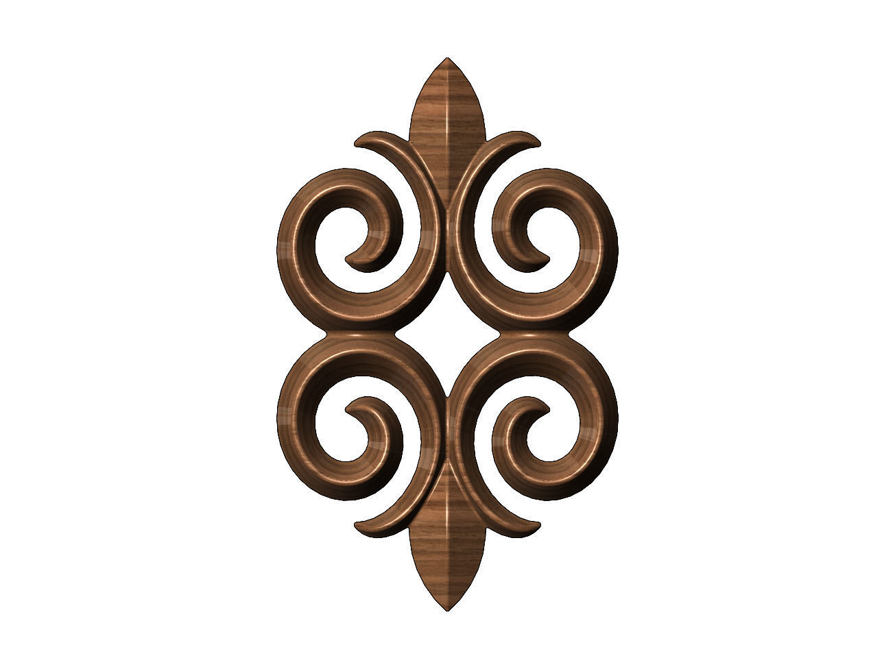 Floral motif decoration scroll relief 3D print model_6