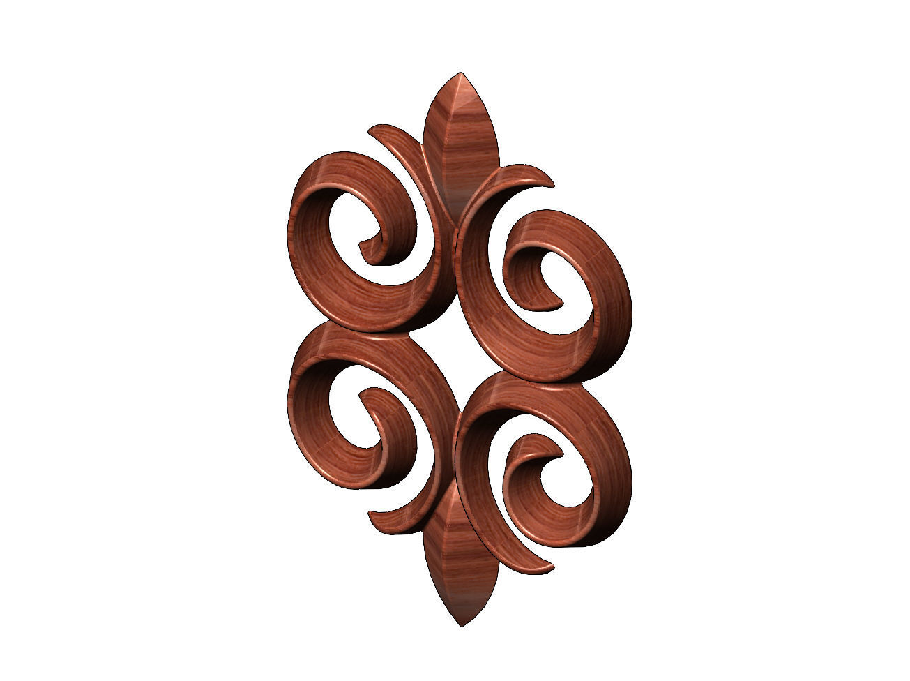 Floral motif decoration scroll relief 3D print model_9