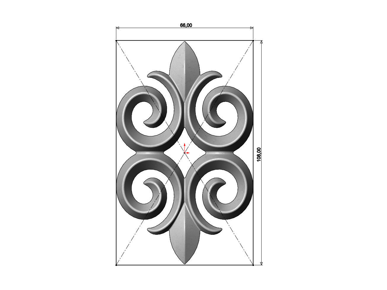 Floral motif decoration scroll relief 3D print model_2