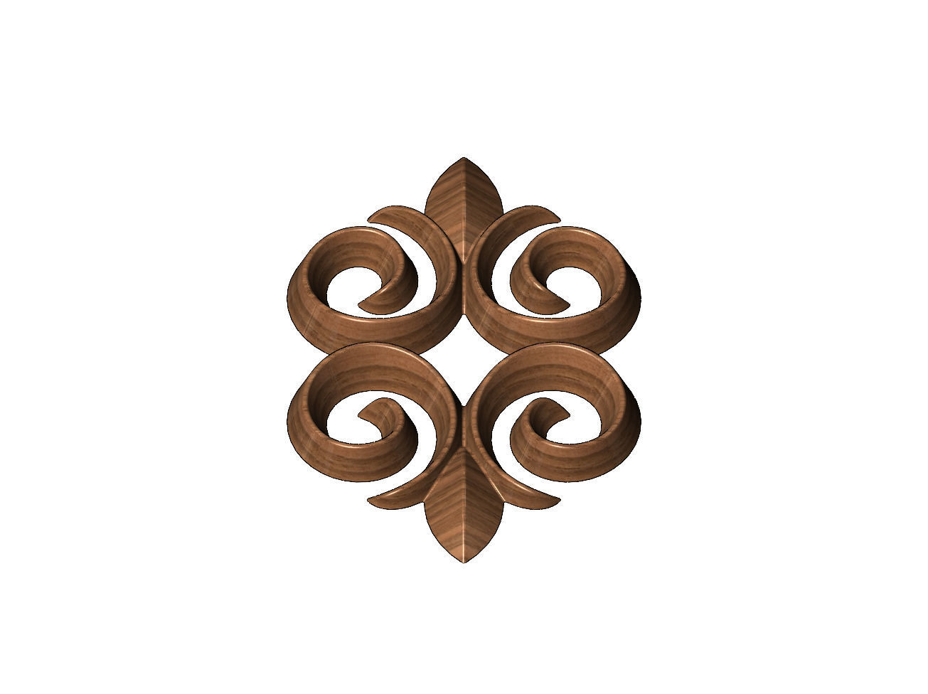 Floral motif decoration scroll relief 3D print model_7