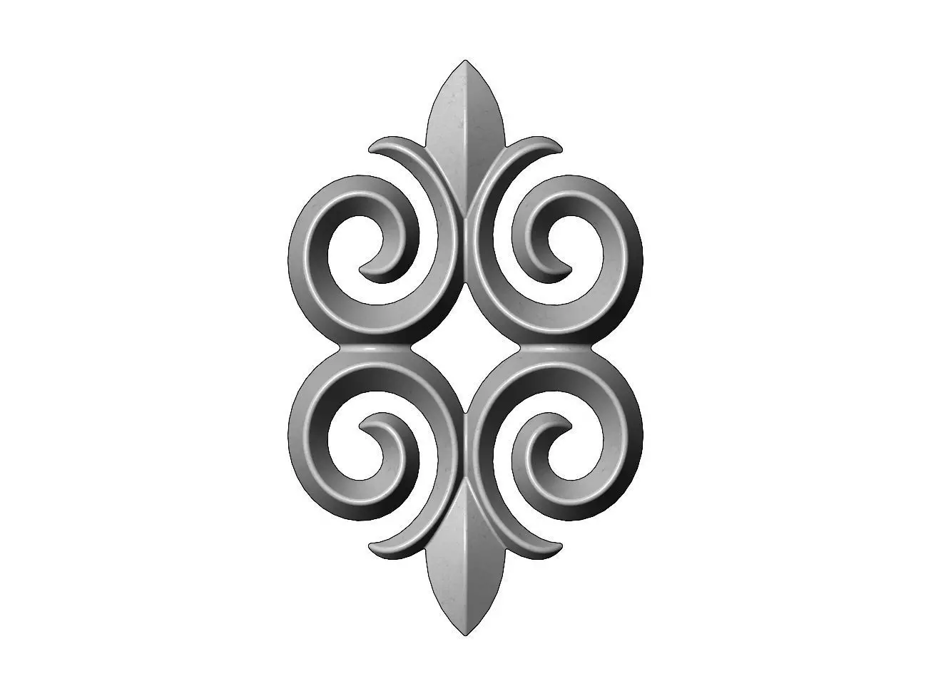 Floral motif decoration scroll relief 3D print model_0