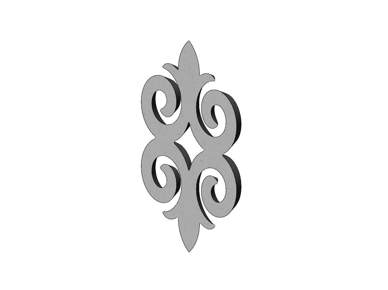 Floral motif decoration scroll relief 3D print model_5