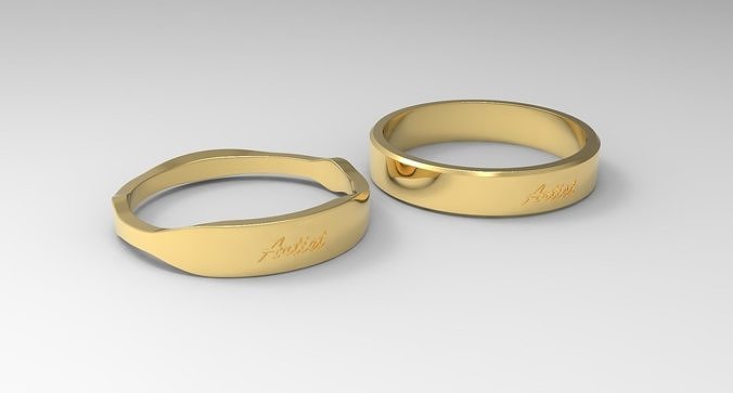 Artist Couple Ring Gold 3D print model
