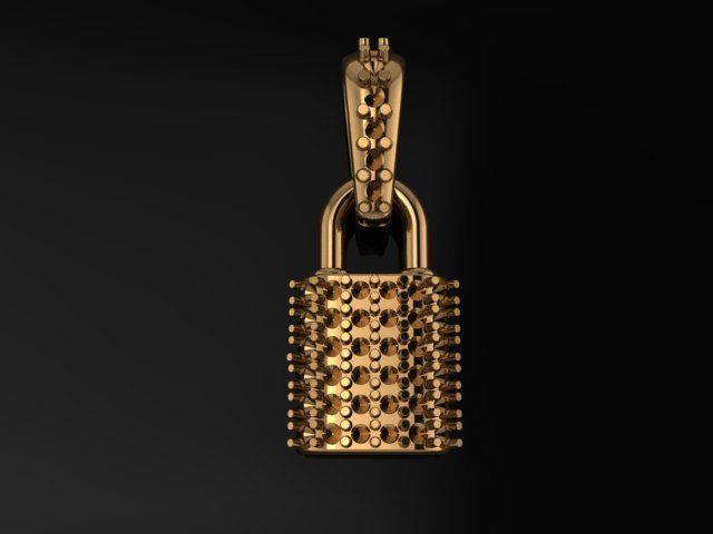 Diamond Lock Pendant 3D print model_3
