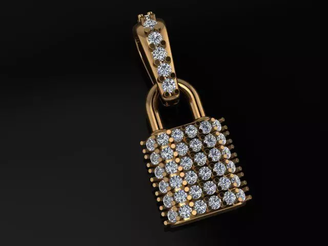 Diamond Lock Pendant 3D print model_0