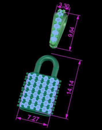 Diamond Lock Pendant 3D print model_8