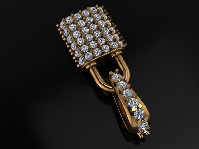 Diamond Lock Pendant 3D print model_2