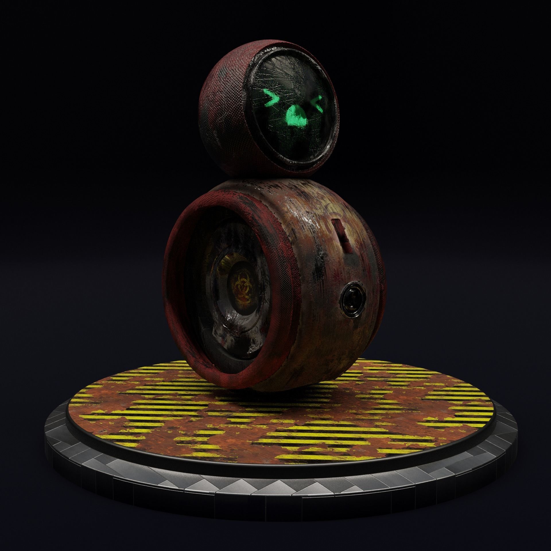 Old And Damaged Rigged Robot  Free 3D model_3