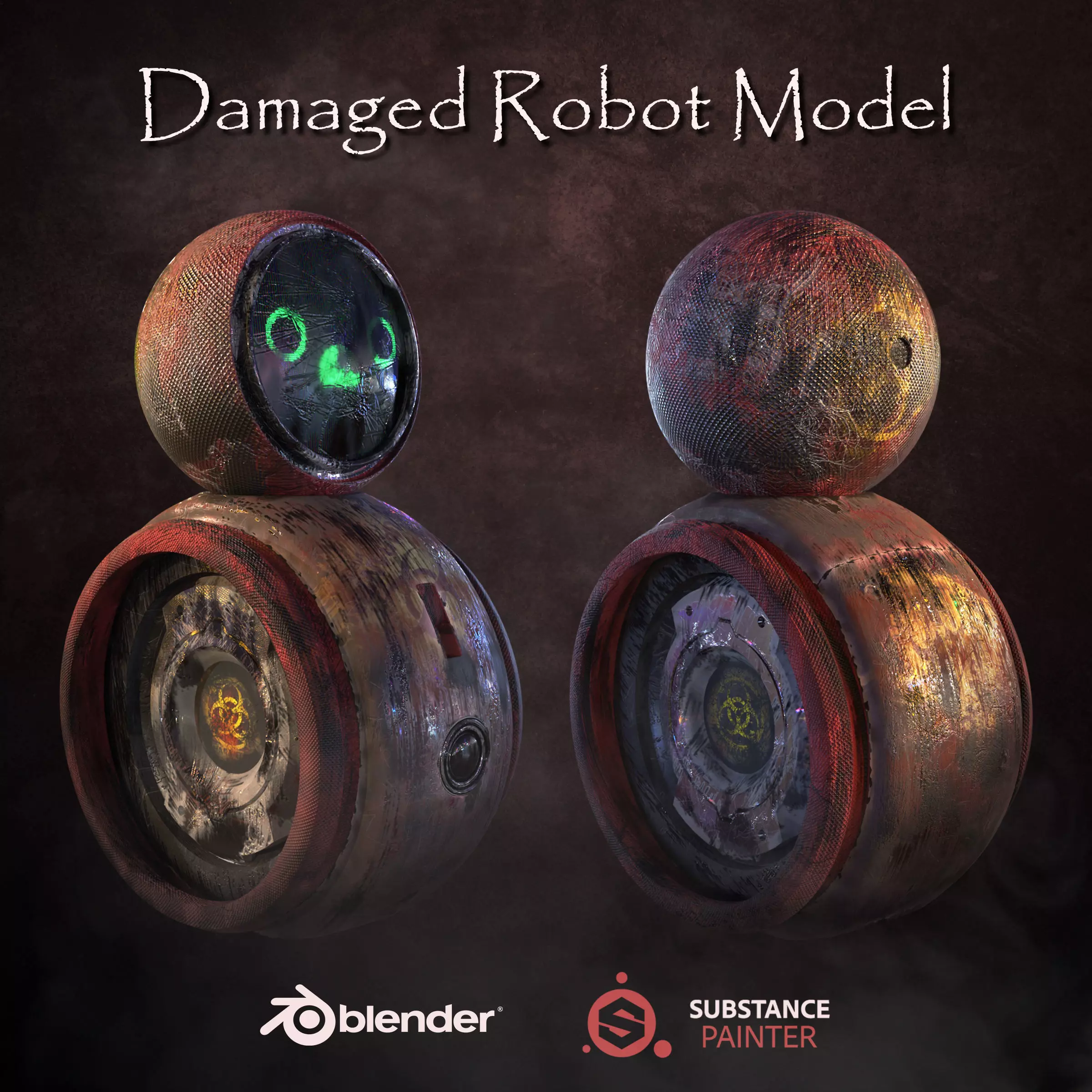 Old And Damaged Rigged Robot  Free 3D model_0