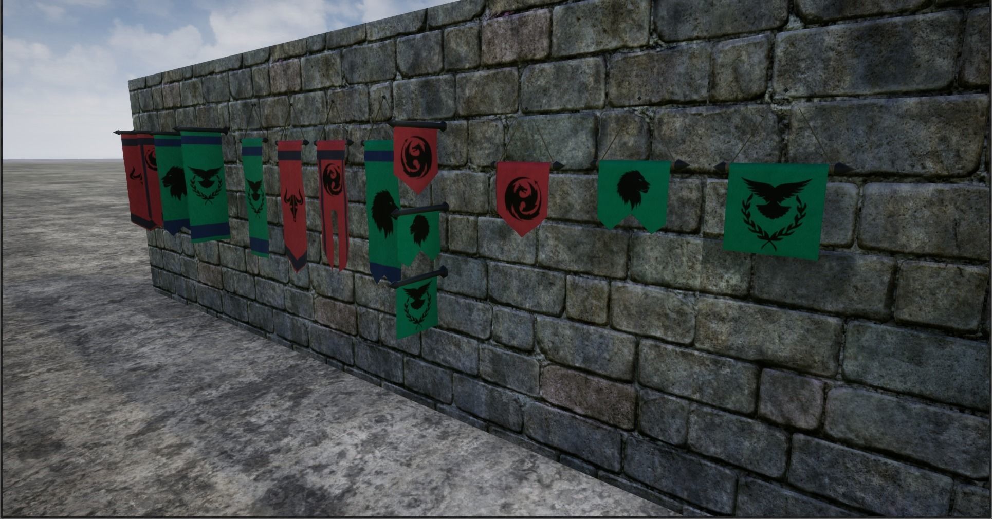 Hanging Medieval Banners Low-poly 3D model_3
