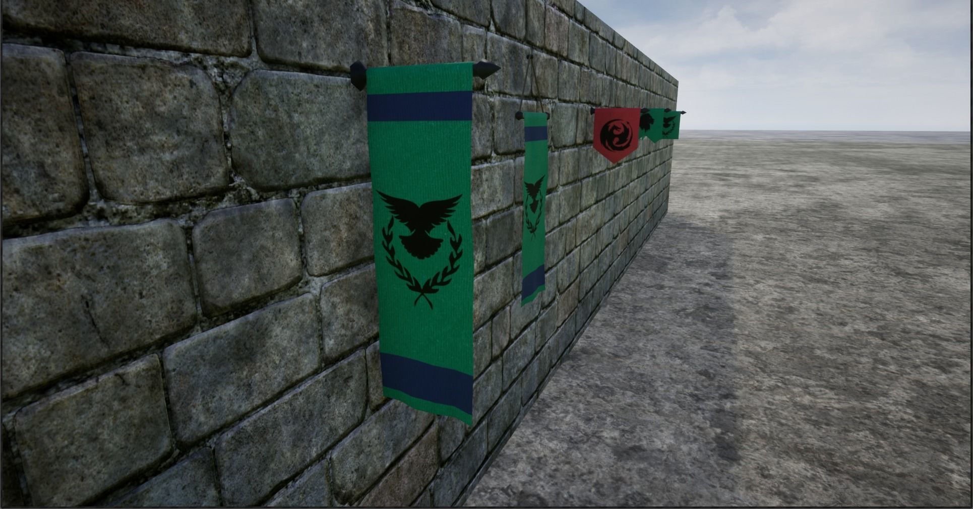 Hanging Medieval Banners Low-poly 3D model_12