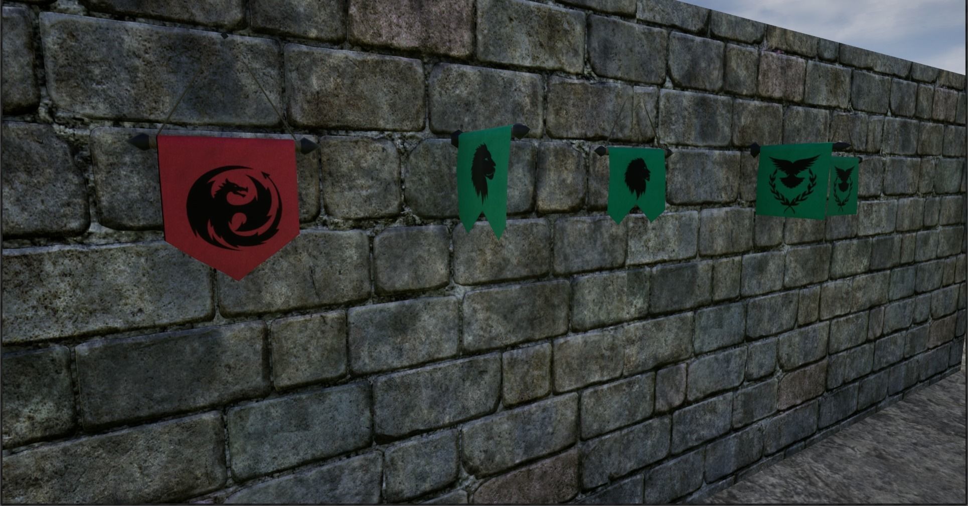 Hanging Medieval Banners Low-poly 3D model_15