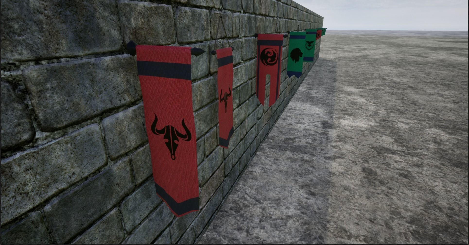 Hanging Medieval Banners Low-poly 3D model_6