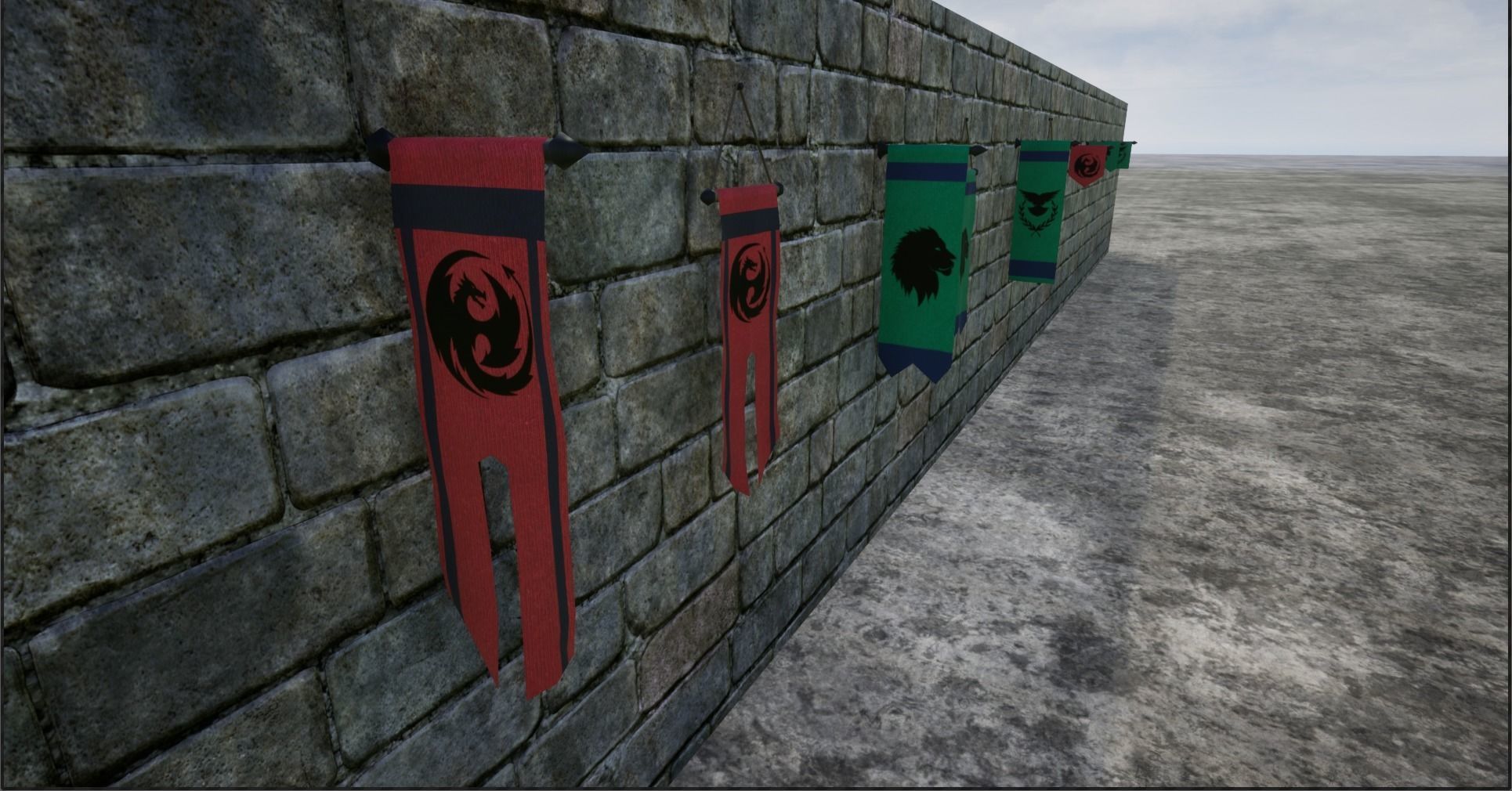 Hanging Medieval Banners Low-poly 3D model_8