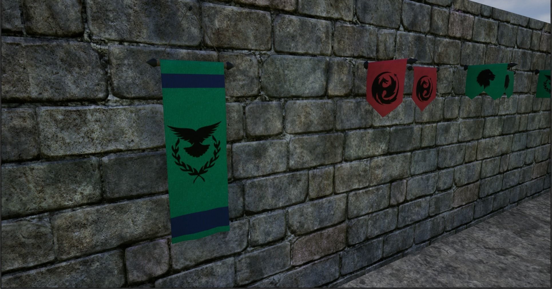 Hanging Medieval Banners Low-poly 3D model_13