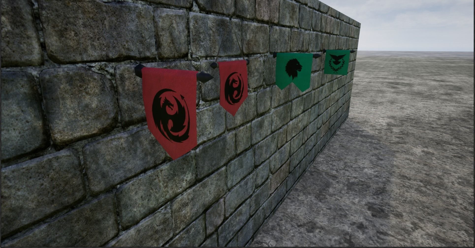 Hanging Medieval Banners Low-poly 3D model_14