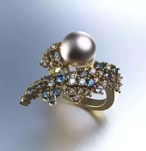 pearl  diamond ring 55