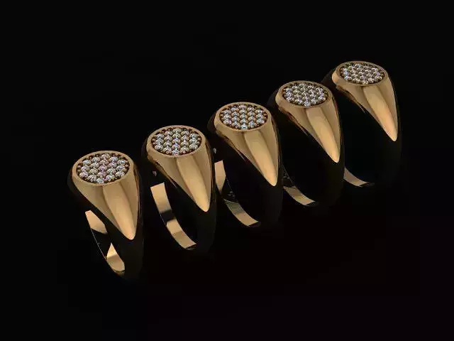 Dainty Diamond Cluster Signet Ring Mix Size