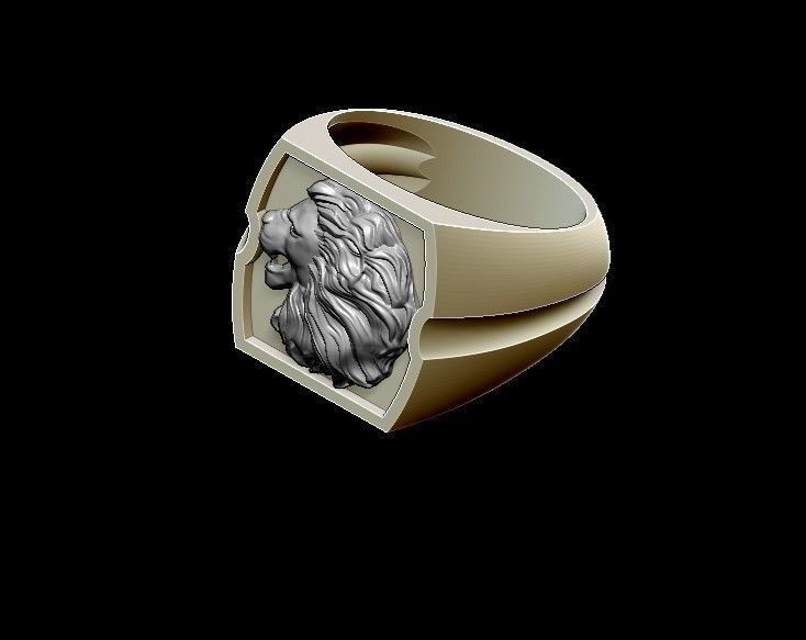 Lion ring 3D print model_4