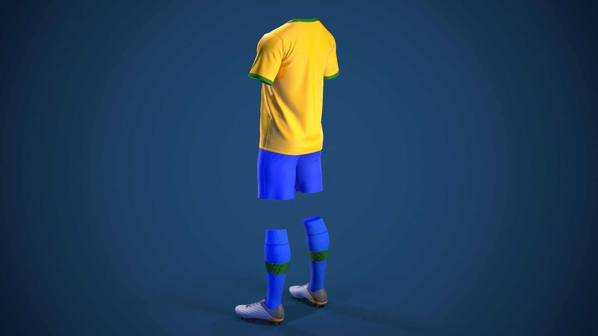 Football Jersey full outfit Brazil Team Sports Low-poly 3D model_11