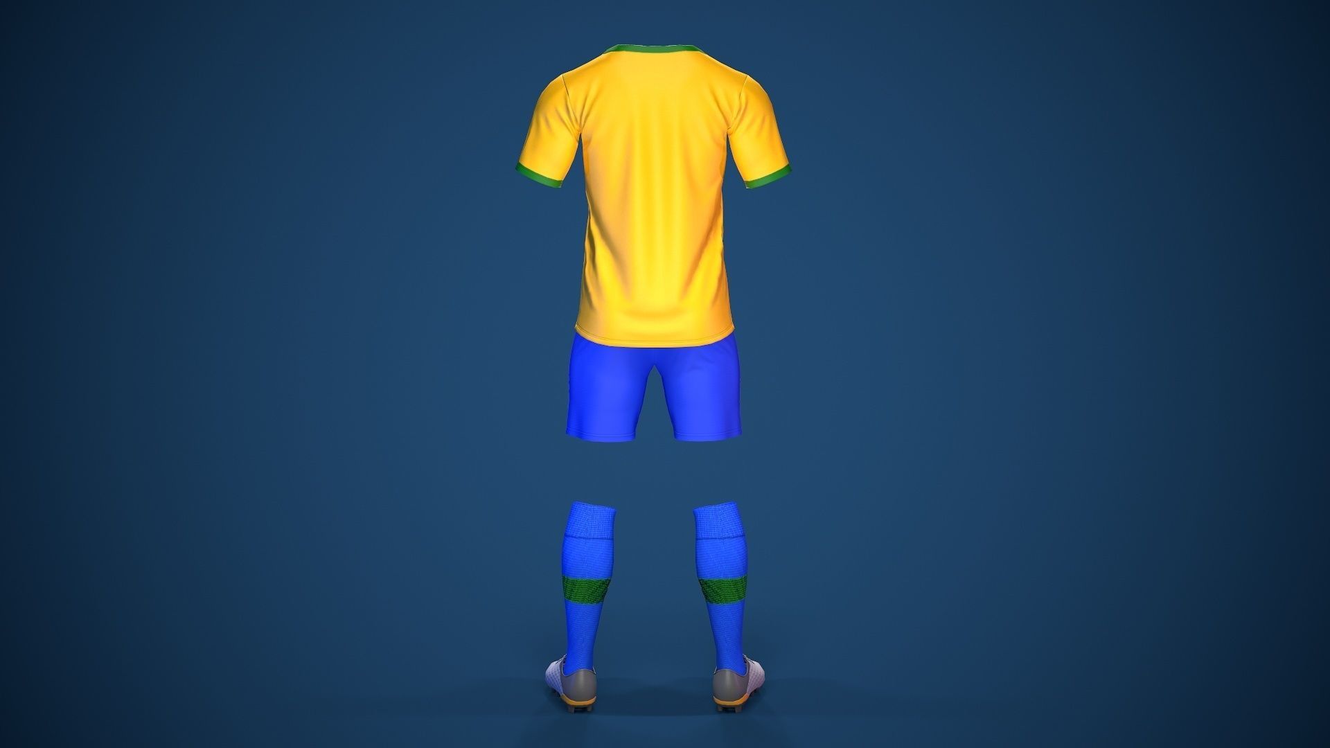 Football Jersey full outfit Brazil Team Sports Low-poly 3D model_12