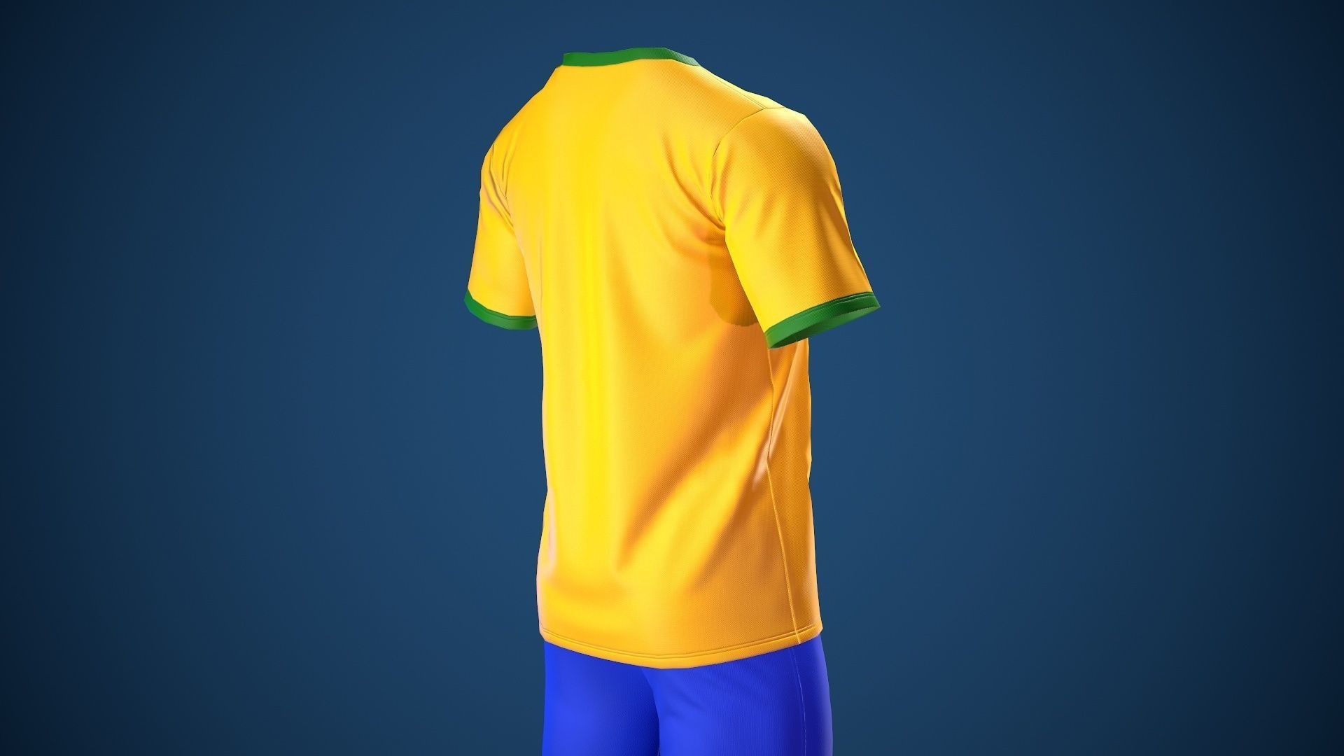Football Jersey full outfit Brazil Team Sports Low-poly 3D model_42