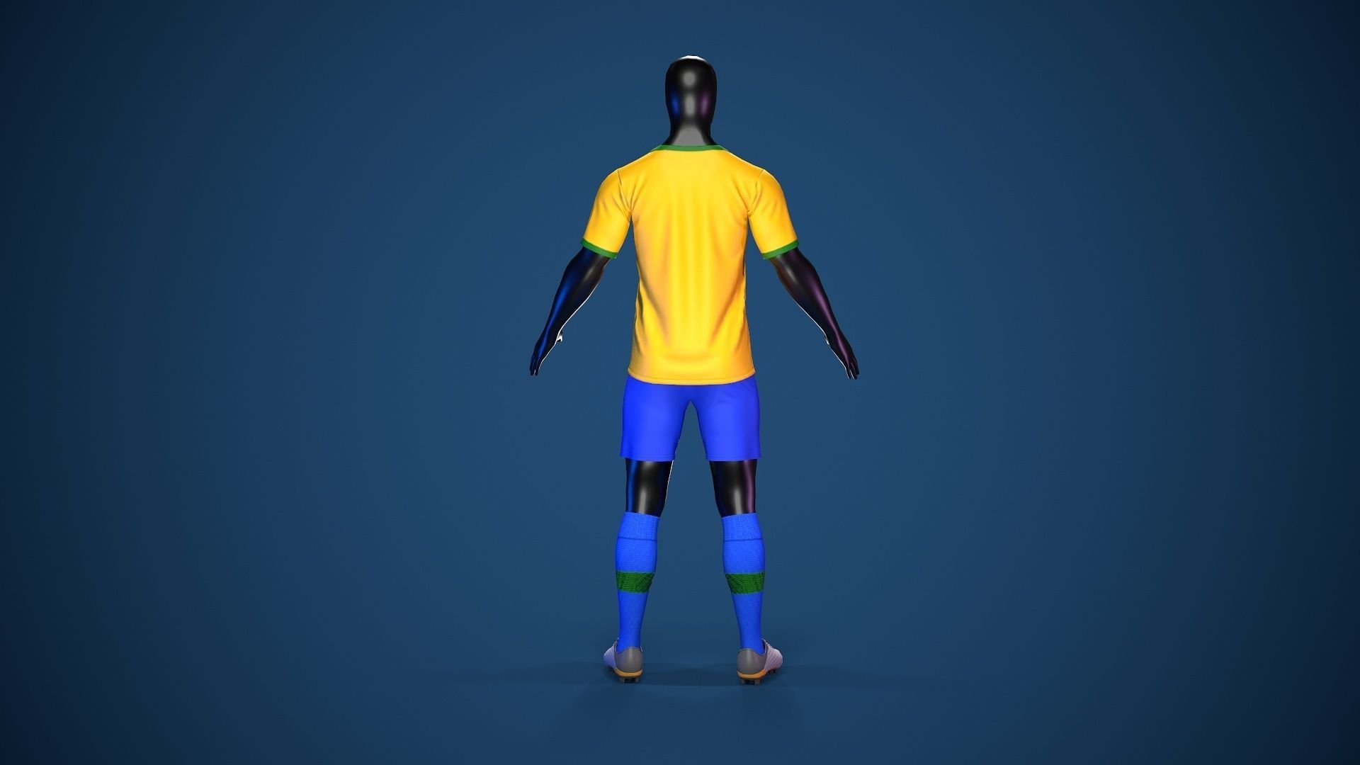 Football Jersey full outfit Brazil Team Sports Low-poly 3D model_5