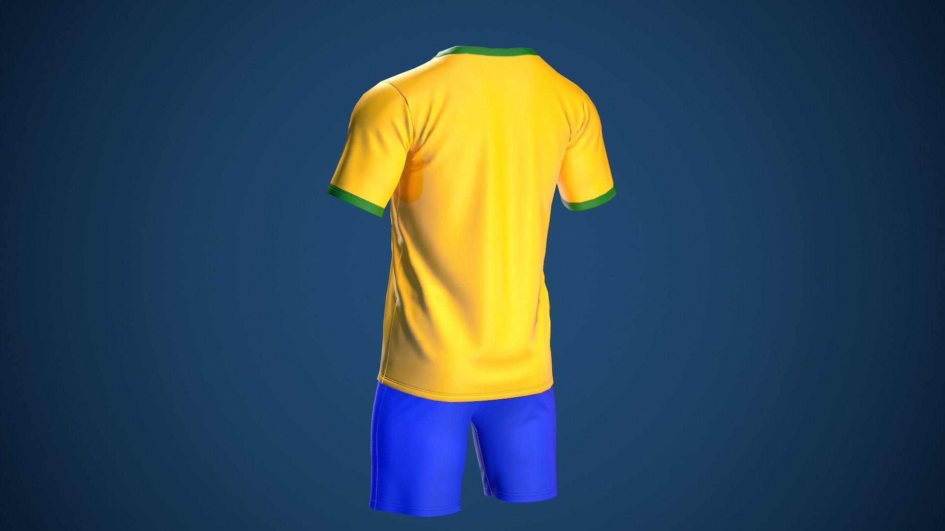 Football Jersey full outfit Brazil Team Sports Low-poly 3D model_15