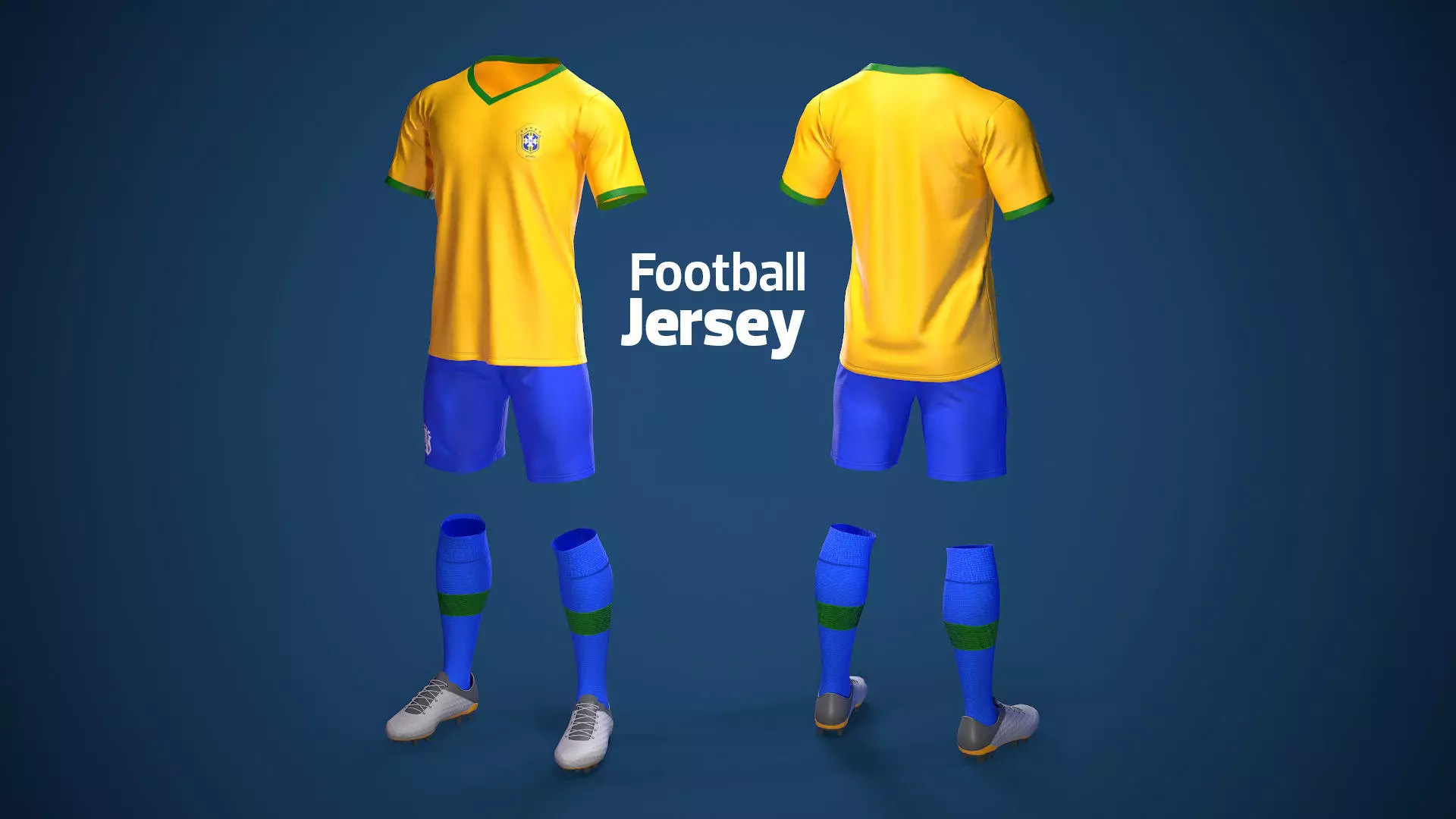 Football Jersey full outfit Brazil Team Sports Low-poly 3D model_0
