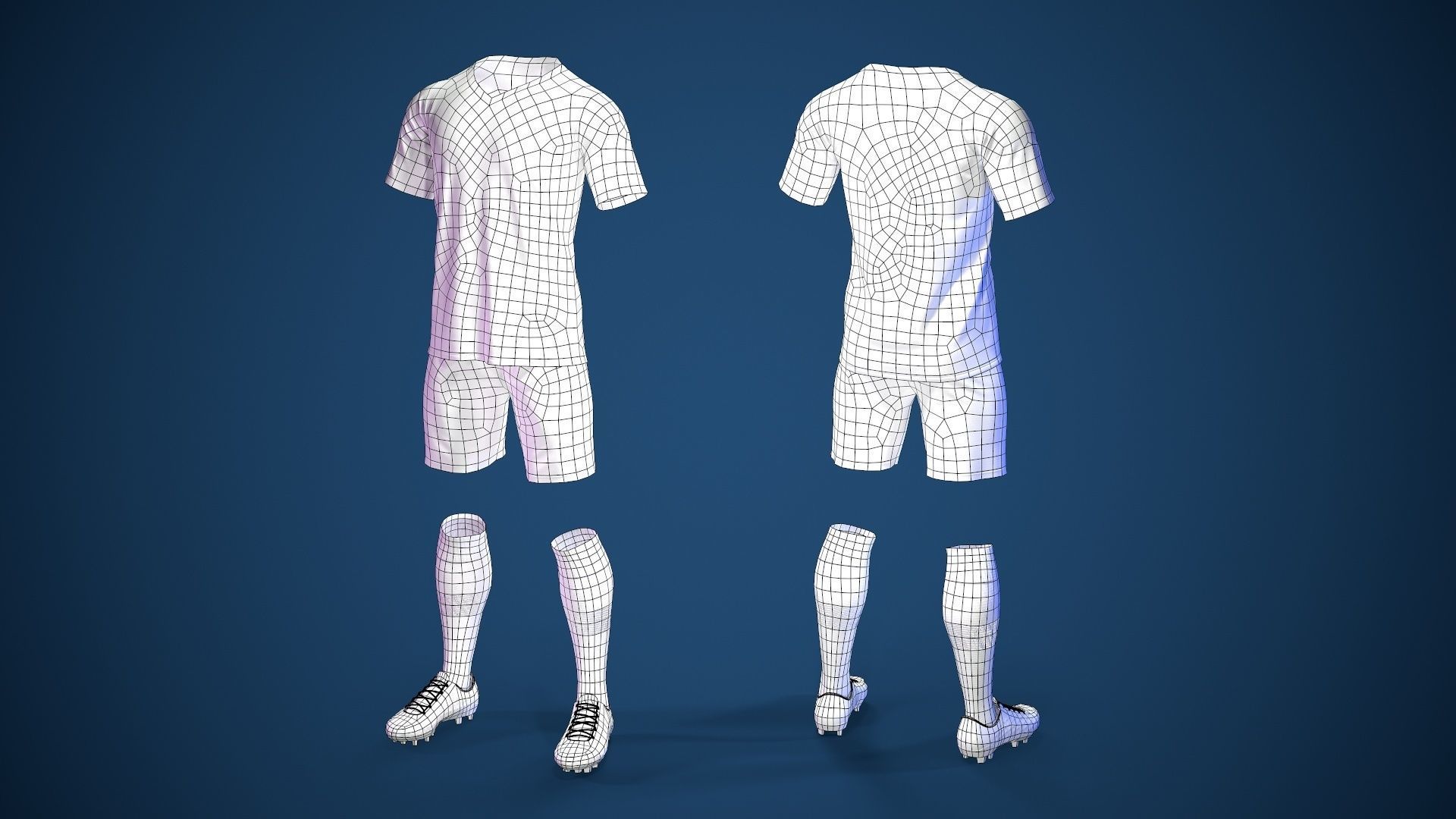 Football Jersey full outfit Brazil Team Sports Low-poly 3D model_46