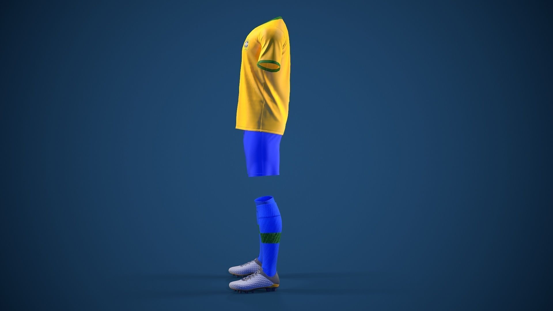 Football Jersey full outfit Brazil Team Sports Low-poly 3D model_10