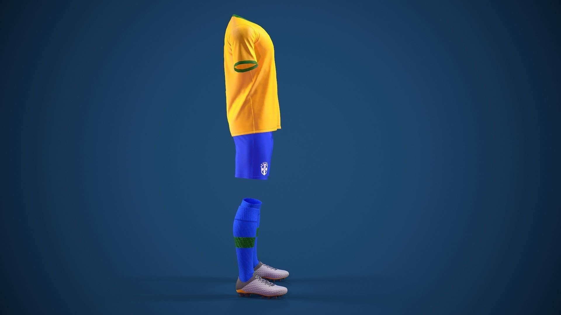 Football Jersey full outfit Brazil Team Sports Low-poly 3D model_9