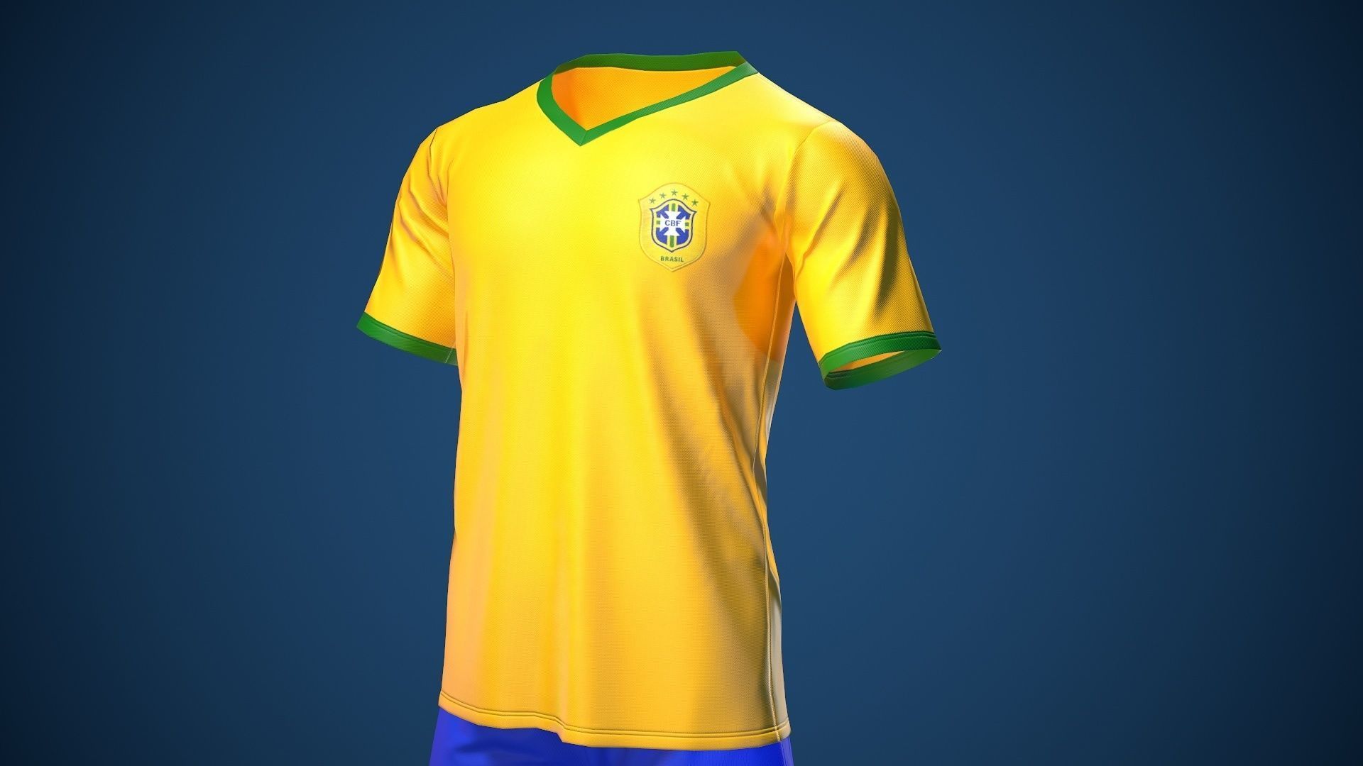 Football Jersey full outfit Brazil Team Sports Low-poly 3D model_38