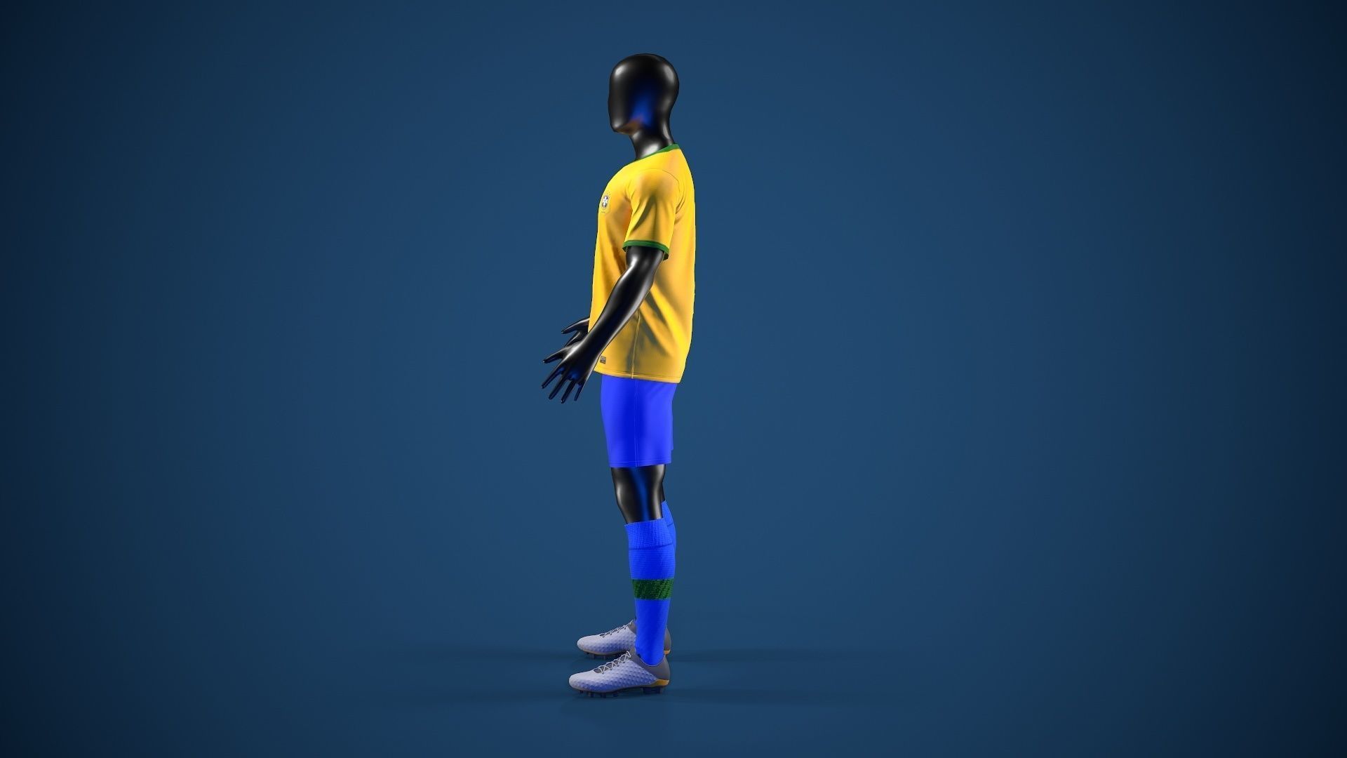 Football Jersey full outfit Brazil Team Sports Low-poly 3D model_4